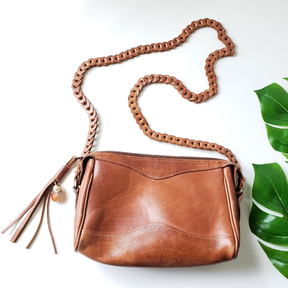 Vintage Handbags - Vintage handmade leather crossbody purse